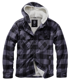 Brandit Lumberjacket giacca con cappuccio, nero-grigio