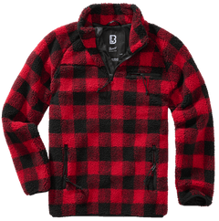 Brandit Teddyfleece Troyer giacca in pile, rosso/nero