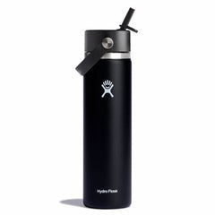 Hydro Flask Wide Mouth Thermos Bottle with Straw Cap 710 ml 24, Black