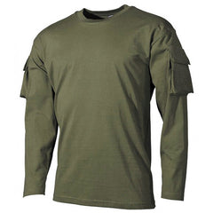 MFH US maglia lunga con tasche velcro sulle maniche 170g/m2, olivové