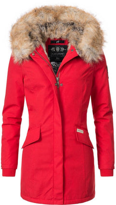 Navahoo Cristal giacca invernale da donna con cappuccio e pelliccia, rosso