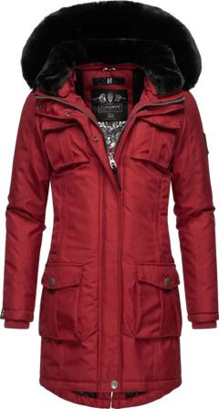 Navahoo Tiniis women's winter hooded jacket, Blood red