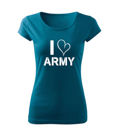 DRAGOWA t-shirt da donna I love army 150 g/m², blu petrolio