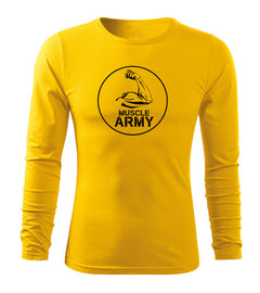 DRAGOWA Fit-T μακρυμάνικο μπλουζάκι muscle army biceps 160 g/m², κίτρινο
