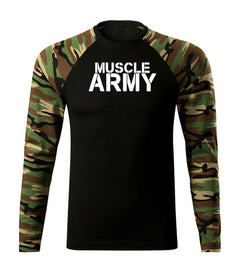 DRAGOWA Fit-T t-shirt a maniche lunghe muscle army 160 g/m², woodland