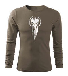 DRAGOWA Fit-T t-shirt a maniche lunghe skull 160 g/m², verde oliva