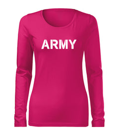 DRAGOWA Slim t-shirt a maniche lunghe da donna army 160 g/m², rosa