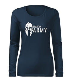 DRAGOWA Slim t-shirt a maniche lunghe da donna Spartan army 160 g/m², blu scuro
