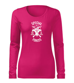 DRAGOWA Slim t-shirt a maniche lunghe da donna special forces 160 g/m², rosa