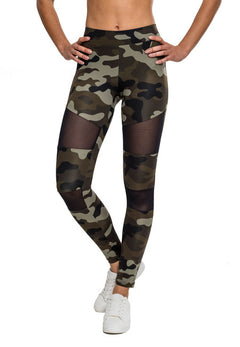 Urban Classics Tech Mesh leggings da donna, Woodcamo
