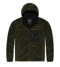 Vintage Industries Dustin felpa in pile lined sherpa, oliva scuro
