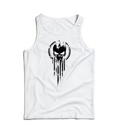 DRAGOWA canotta da uomo skull 160 g/m², bianco