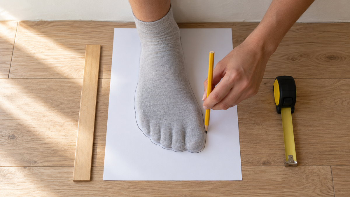 Tracciare il contorno del piede sulla carta