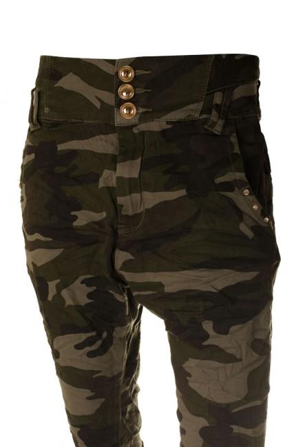 O&T garment pantaloni da donna a vita bassa, woodland