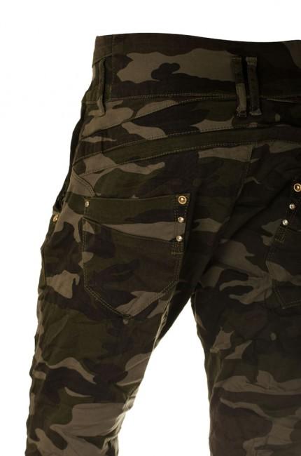 O&T garment pantaloni da donna a vita bassa, woodland