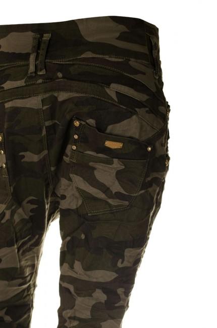 O&T garment pantaloni da donna a vita bassa, woodland