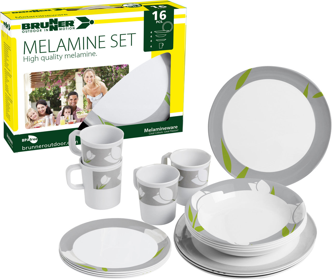 Brunner Set di stoviglie in melamina Tulip, bianco