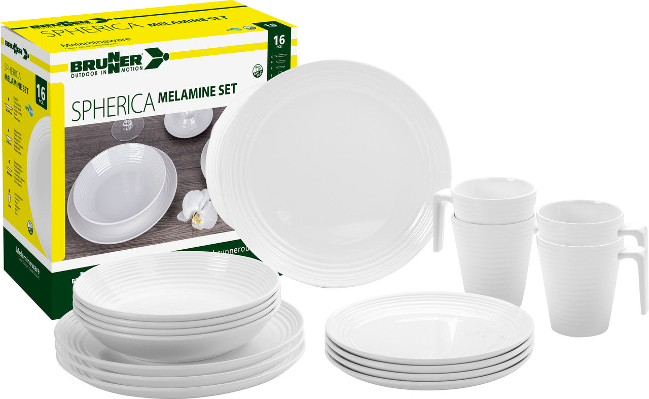 Brunner Set di stoviglie Melamine Spherica, bianco