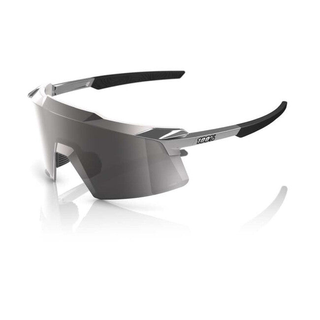 100% Aerocraft occhiali da sole, cromo nero lucido - specchio argento HiPER