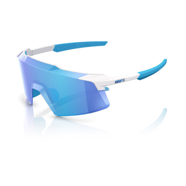 100% Aerocraft occhiali da sole, bianco opaco - specchio blu HiPER