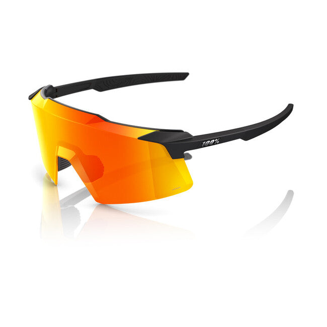 100% Aerocraft occhiali da sole, Soft Tact Black - HiPER Red Multilayer Mirror