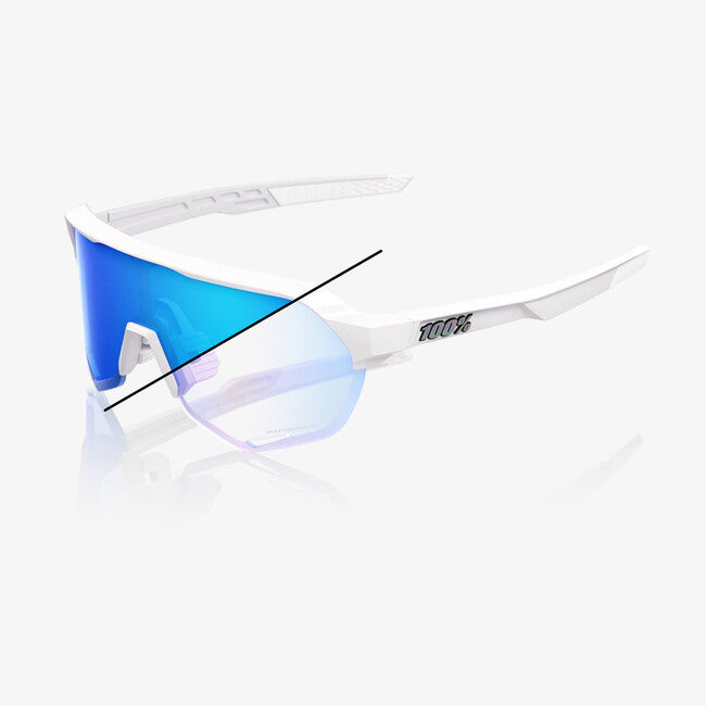 100% S2 occhiali da sole, Bastille LE - Glitter bianco perla - Specchio blu fotocromatico