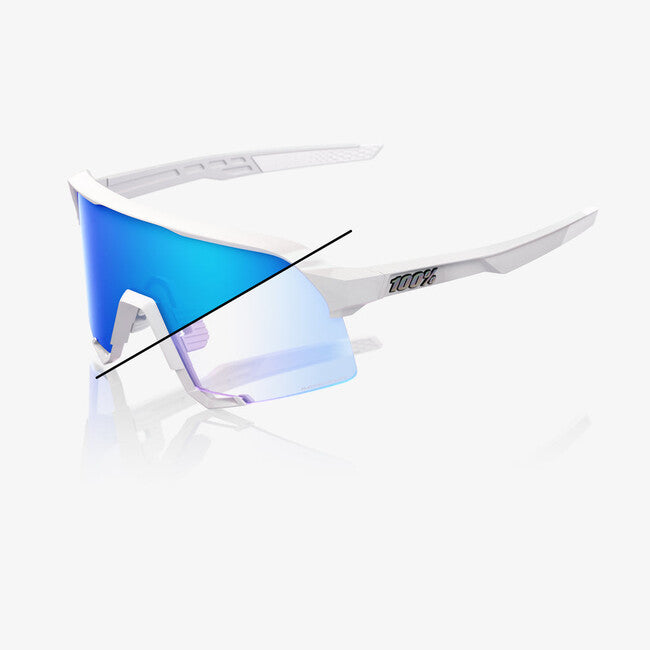 100% S3 occhiali da sole, Bastille LE - Glitter bianco perla - Specchio blu fotocromatico