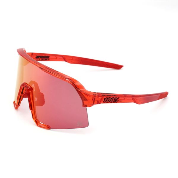 100% S3 le occhiali da sole - peter sagan, rosso traslucido lucido - specchio rosso hiper