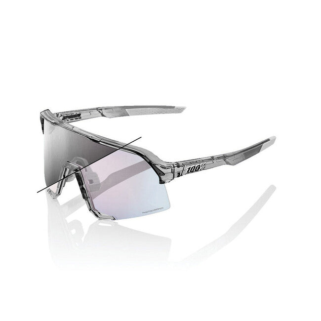 100% S3 occhiali da sole, grigio traslucido lucido - lente fotocromatica a specchio oro rosa