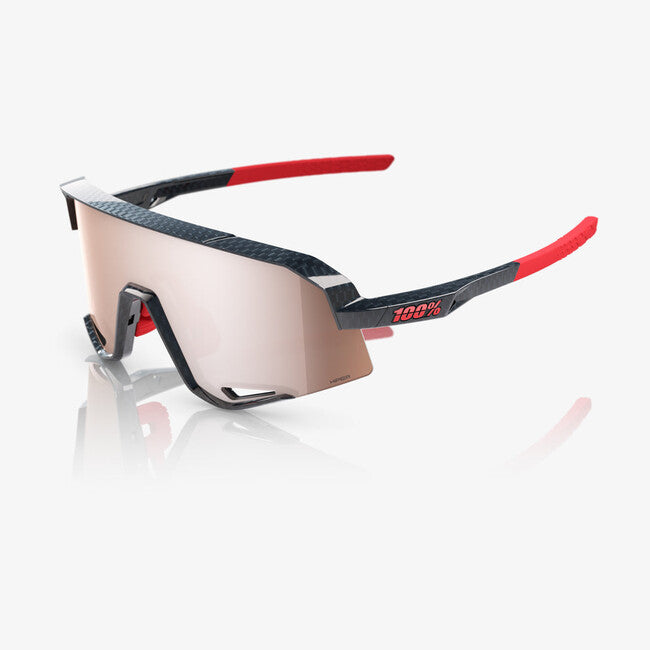 100% Slendale occhiali da sole, fibra di carbonio lucida - hiper crimson silver mirror