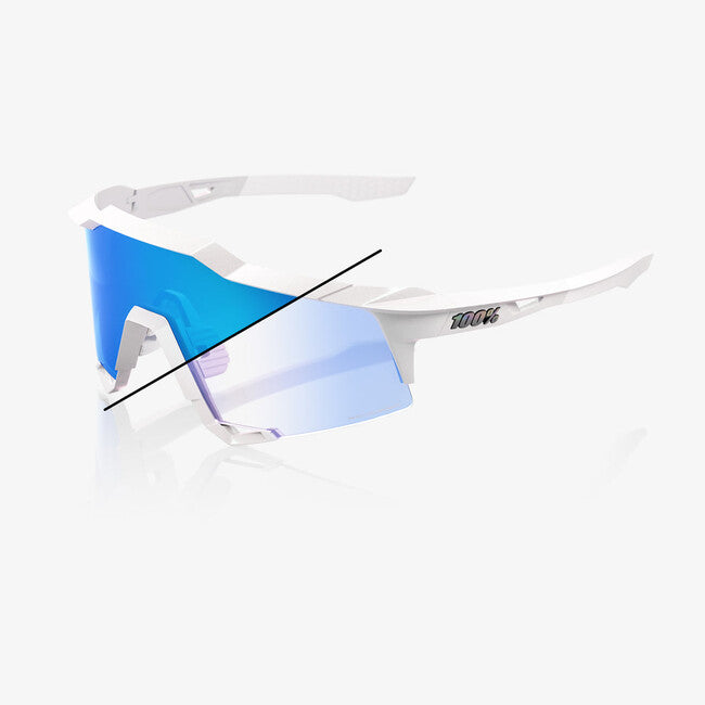 100% Speedcraft occhiali da sole, bastille le - glitter bianco perla - specchio blu fotocromatico