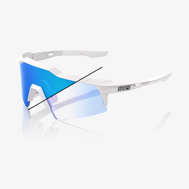 100% Speedcraft sl occhiali da sole, bastille le - glitter bianco perla - specchio blu fotocromatico