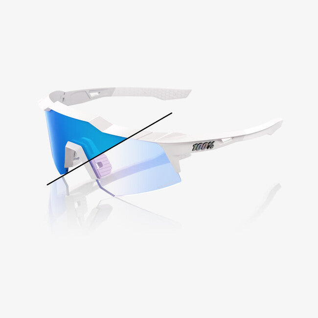 100% Speedcraft xs occhiali da sole, bastille le - glitter bianco perla - specchio blu fotocromatico