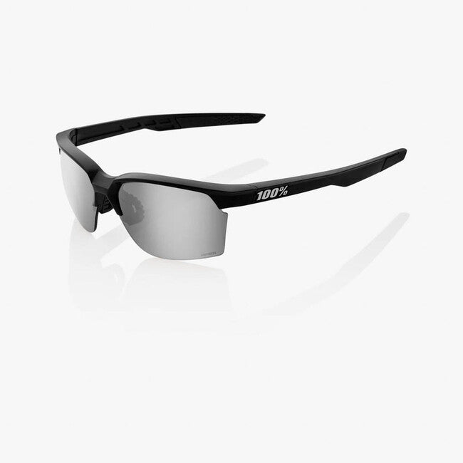 100% Sportcoupe occhiali da sole - nero opaco - lenti a specchio hiper silver