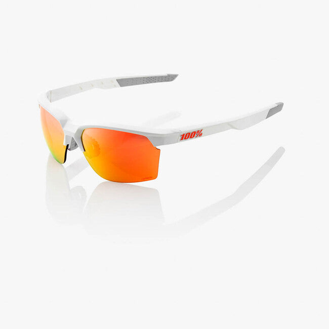 100% Sportcoupe occhiali da sole - soft tact white - lente a specchio multistrato hiper red