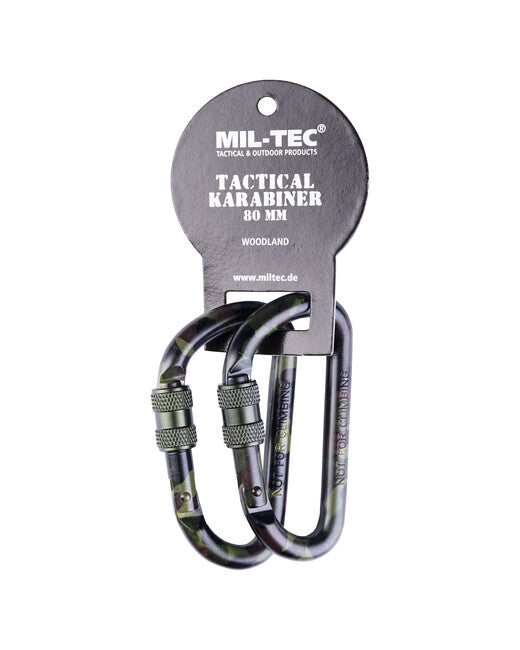 Mil-Tec Moschettone tattico 80 mm Woodland coppia