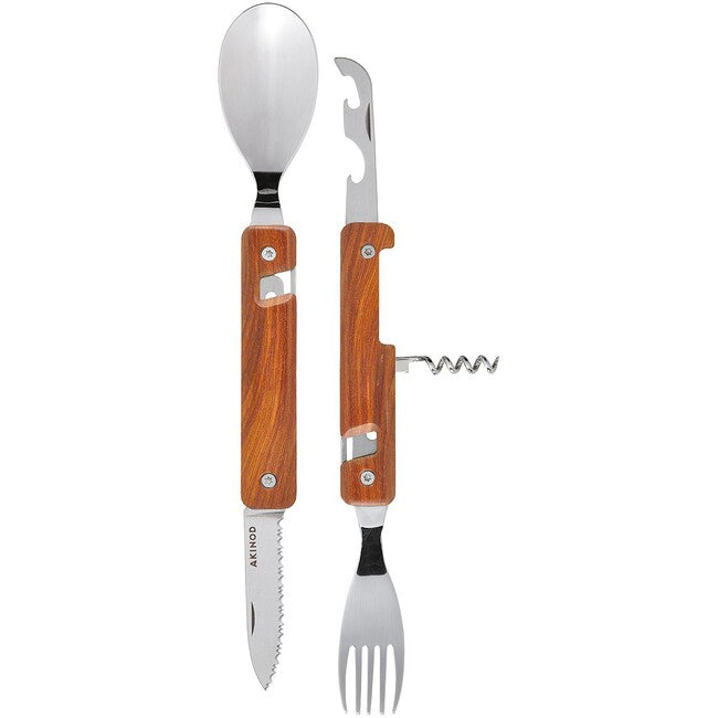 Akinod A02M00005 posate multifunzione 13h25, legno di corallo, specchio lucido