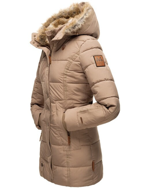 Marikoo LIEBLINGS JACKE women's winter hooded jacket, Taupe