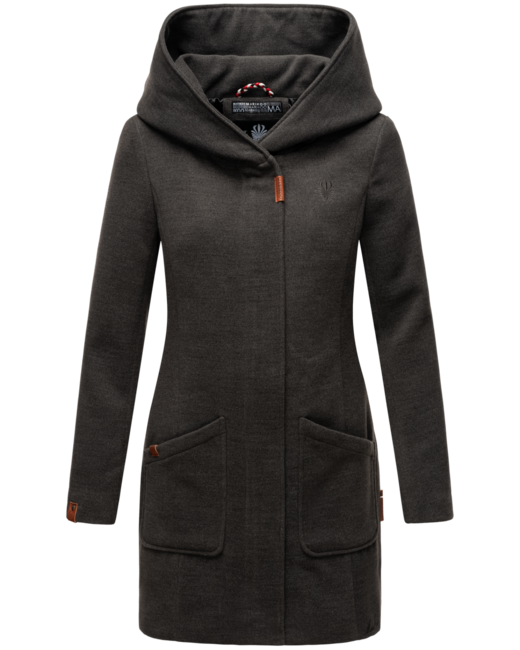 Marikoo Maikoo cappotto invernale da donna con cappuccio, antracite mel