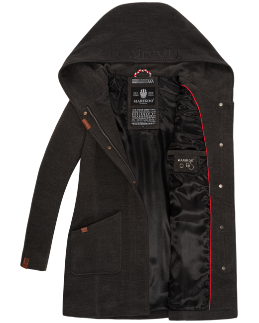 Marikoo Maikoo cappotto invernale da donna con cappuccio, antracite mel