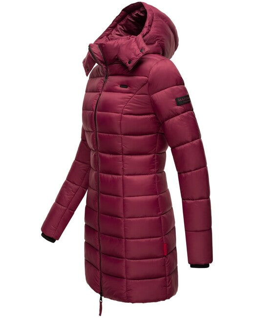 Marikoo Abendsternchen cappotto trapuntato da donna con cappuccio, bordeaux
