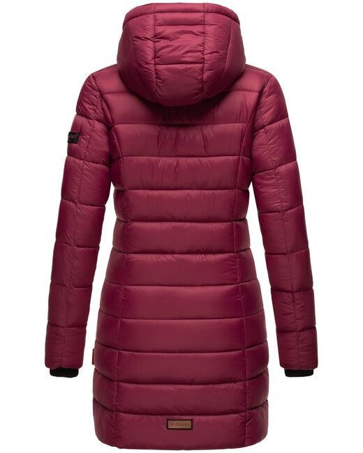 Marikoo Abendsternchen cappotto trapuntato da donna con cappuccio, bordeaux