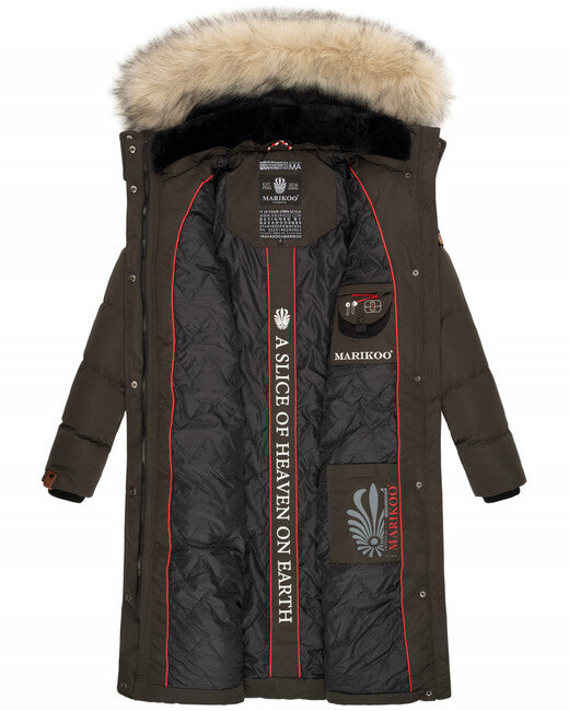 Marikoo Schneesternchen giacca invernale da donna con cappuccio, antracite
