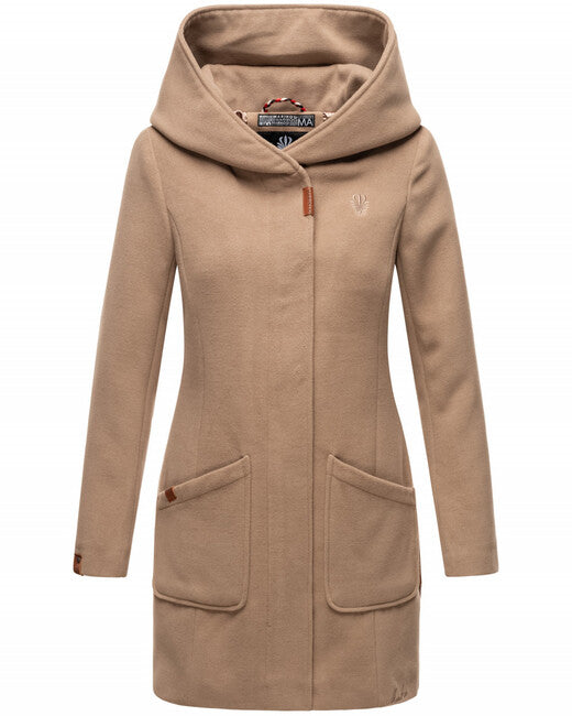 Marikoo MAIKOO cappotto invernale da donna con cappuccio, grigio tortora