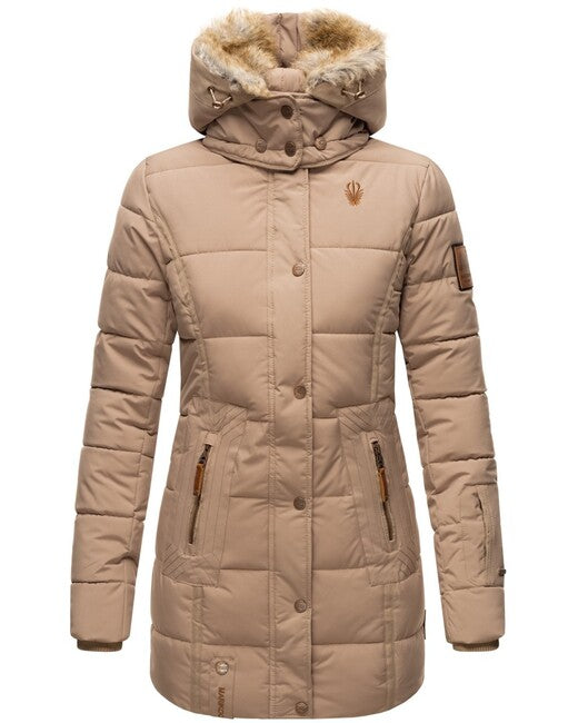 Marikoo LIEBLINGS JACKE women's winter hooded jacket, Taupe
