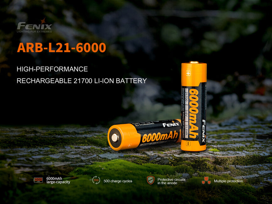 Fenix 21700 batteria ricaricabile 6000 mAh agli ioni di litio