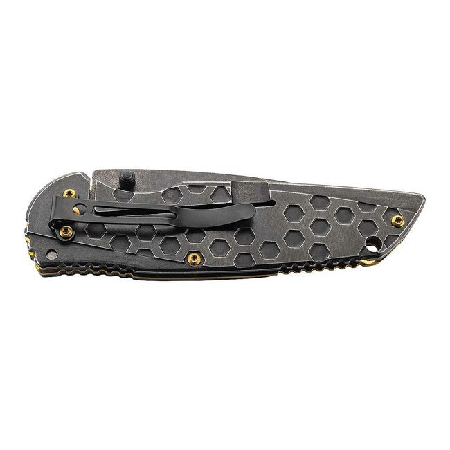 Herbertz Coltello a una mano 8,6 cm acciaio inox ottone, stonewash