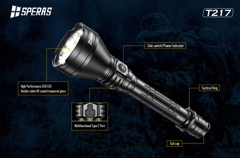 Speras T217 Hunting Flashlight 1400LM 1400M