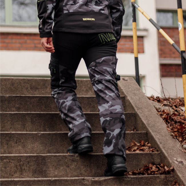 BENNON CAMOS pantaloni softshell, nero/grigio