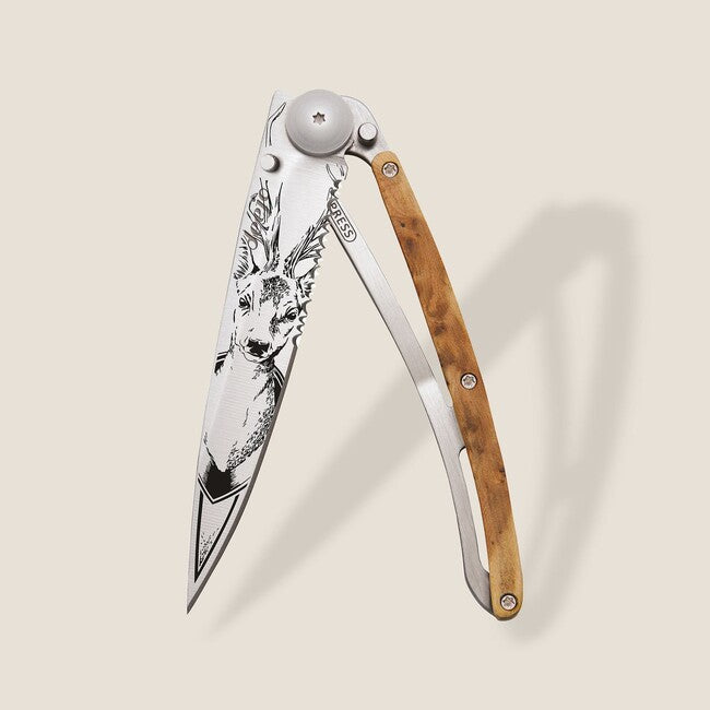 Deejo Serration titanio legno Cervo coltello di chiusura
